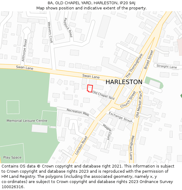 8A, OLD CHAPEL YARD, HARLESTON, IP20 9AJ: Location map and indicative extent of plot