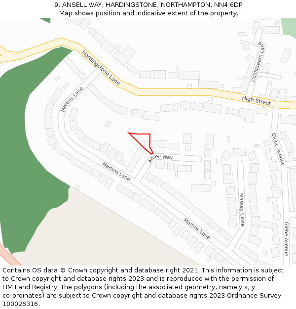 9, ANSELL WAY, HARDINGSTONE, NORTHAMPTON, NN4 6DP: Location map and indicative extent of plot