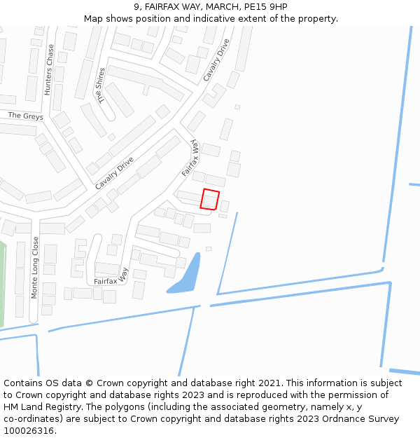 9, FAIRFAX WAY, MARCH, PE15 9HP: Location map and indicative extent of plot