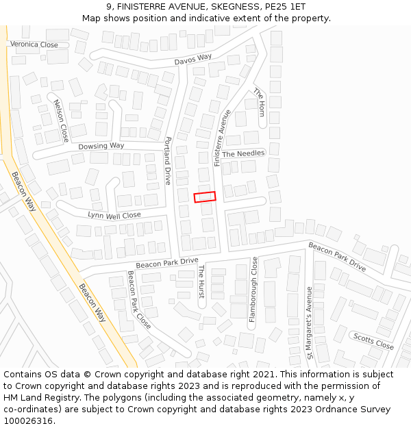 9, FINISTERRE AVENUE, SKEGNESS, PE25 1ET: Location map and indicative extent of plot