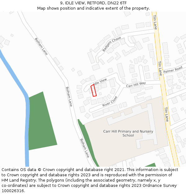 9, IDLE VIEW, RETFORD, DN22 6TF: Location map and indicative extent of plot