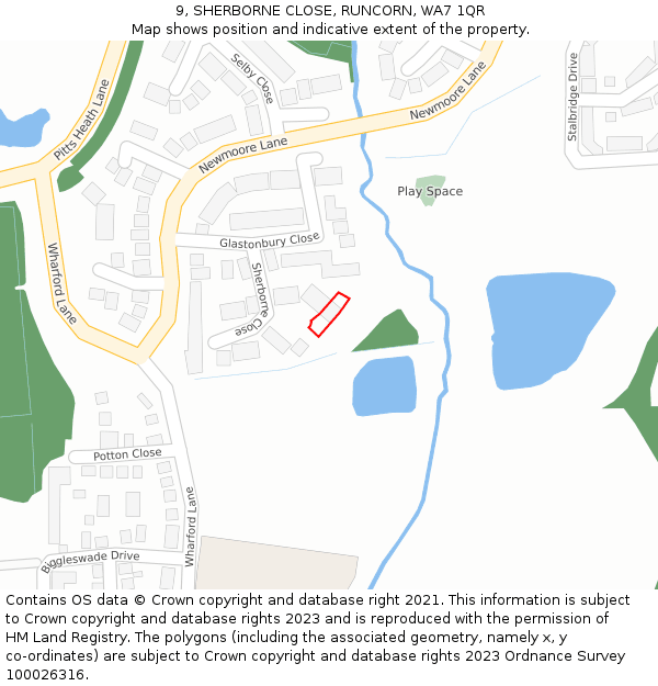 9, SHERBORNE CLOSE, RUNCORN, WA7 1QR: Location map and indicative extent of plot