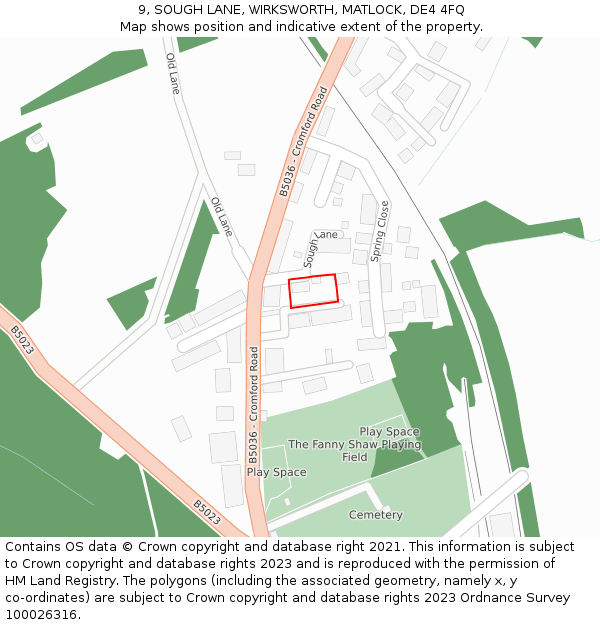 9, SOUGH LANE, WIRKSWORTH, MATLOCK, DE4 4FQ: Location map and indicative extent of plot