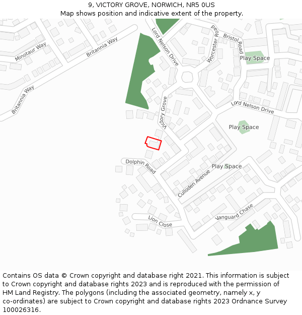 9, VICTORY GROVE, NORWICH, NR5 0US: Location map and indicative extent of plot