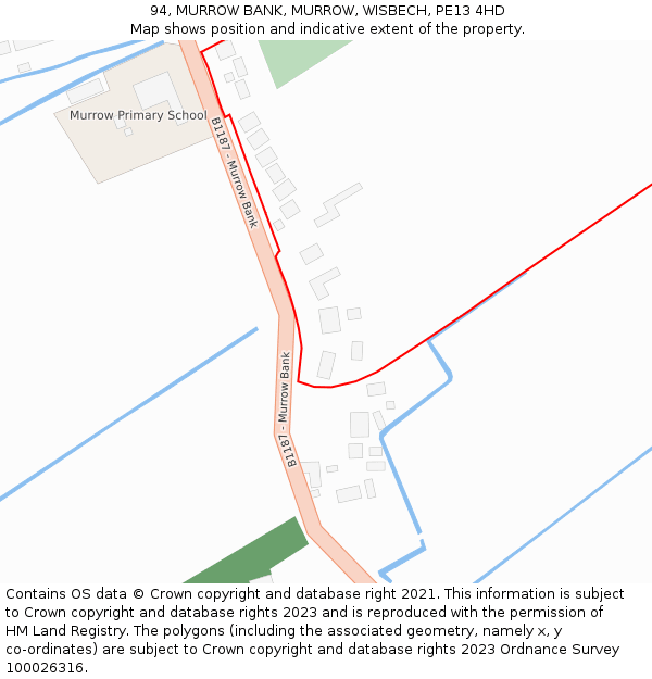 94, MURROW BANK, MURROW, WISBECH, PE13 4HD: Location map and indicative extent of plot