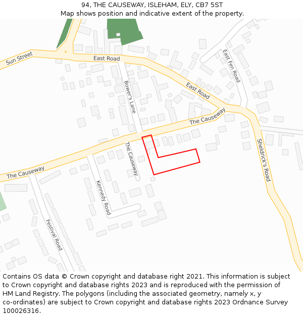 94, THE CAUSEWAY, ISLEHAM, ELY, CB7 5ST: Location map and indicative extent of plot