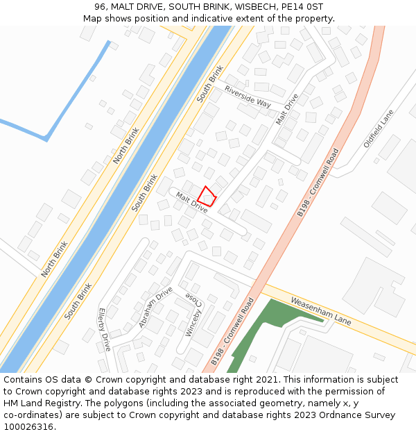 96, MALT DRIVE, SOUTH BRINK, WISBECH, PE14 0ST: Location map and indicative extent of plot