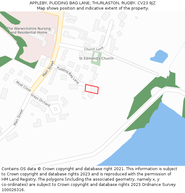 APPLEBY, PUDDING BAG LANE, THURLASTON, RUGBY, CV23 9JZ: Location map and indicative extent of plot