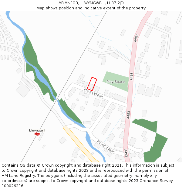 ARIANFOR, LLWYNGWRIL, LL37 2JD: Location map and indicative extent of plot