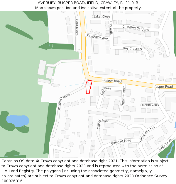 AVEBURY, RUSPER ROAD, IFIELD, CRAWLEY, RH11 0LR: Location map and indicative extent of plot