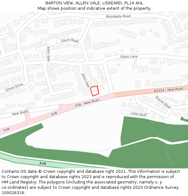 BARTON VIEW, ALLEN VALE, LISKEARD, PL14 4HL: Location map and indicative extent of plot