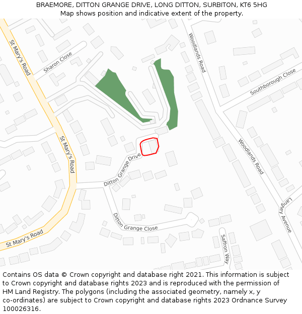 BRAEMORE, DITTON GRANGE DRIVE, LONG DITTON, SURBITON, KT6 5HG: Location map and indicative extent of plot