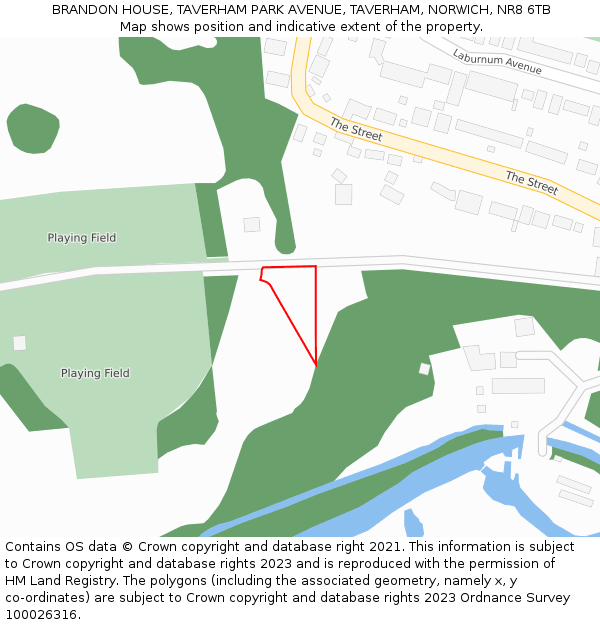 BRANDON HOUSE, TAVERHAM PARK AVENUE, TAVERHAM, NORWICH, NR8 6TB: Location map and indicative extent of plot