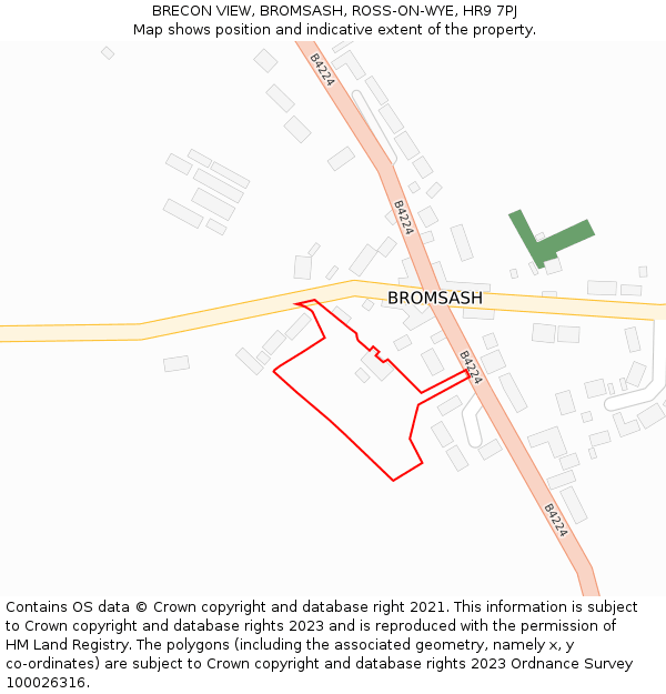 BRECON VIEW, BROMSASH, ROSS-ON-WYE, HR9 7PJ: Location map and indicative extent of plot