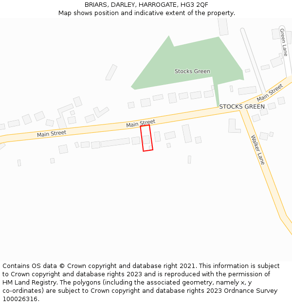 BRIARS, DARLEY, HARROGATE, HG3 2QF: Location map and indicative extent of plot