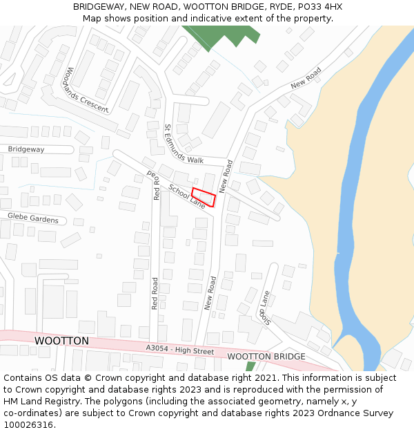 BRIDGEWAY, NEW ROAD, WOOTTON BRIDGE, RYDE, PO33 4HX: Location map and indicative extent of plot