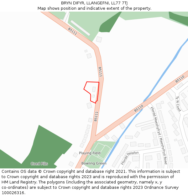 BRYN DIFYR, LLANGEFNI, LL77 7TJ: Location map and indicative extent of plot