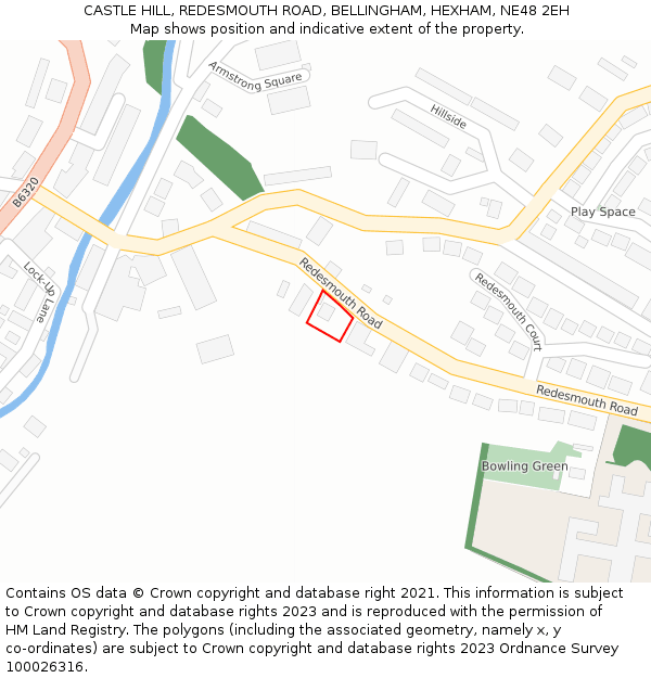 CASTLE HILL, REDESMOUTH ROAD, BELLINGHAM, HEXHAM, NE48 2EH: Location map and indicative extent of plot