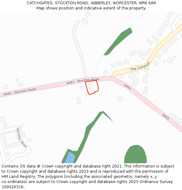 CATCHGATES, STOCKTON ROAD, ABBERLEY, WORCESTER, WR6 6AR: Location map and indicative extent of plot