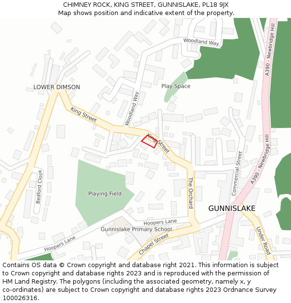 CHIMNEY ROCK, KING STREET, GUNNISLAKE, PL18 9JX: Location map and indicative extent of plot