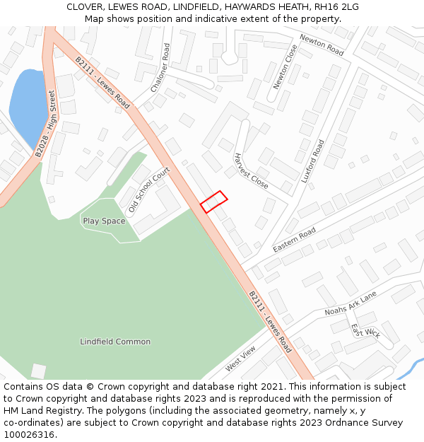 CLOVER, LEWES ROAD, LINDFIELD, HAYWARDS HEATH, RH16 2LG: Location map and indicative extent of plot