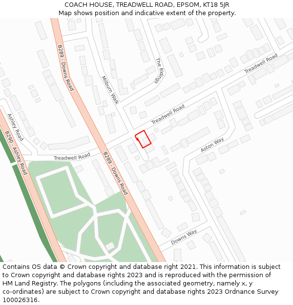 COACH HOUSE, TREADWELL ROAD, EPSOM, KT18 5JR: Location map and indicative extent of plot