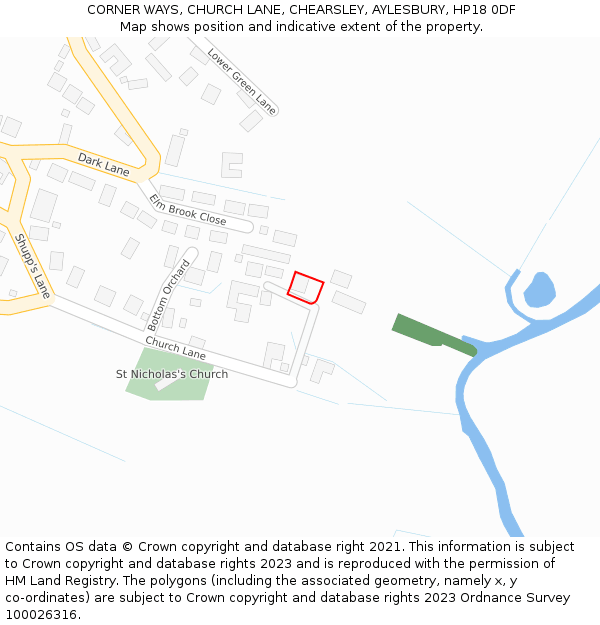 CORNER WAYS, CHURCH LANE, CHEARSLEY, AYLESBURY, HP18 0DF: Location map and indicative extent of plot