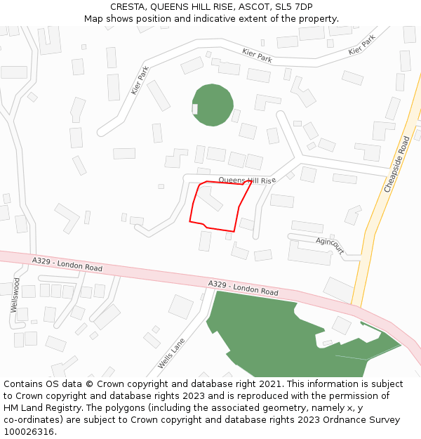 CRESTA, QUEENS HILL RISE, ASCOT, SL5 7DP: Location map and indicative extent of plot