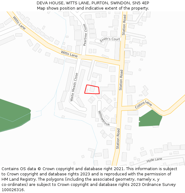 DEVA HOUSE, WITTS LANE, PURTON, SWINDON, SN5 4EP: Location map and indicative extent of plot