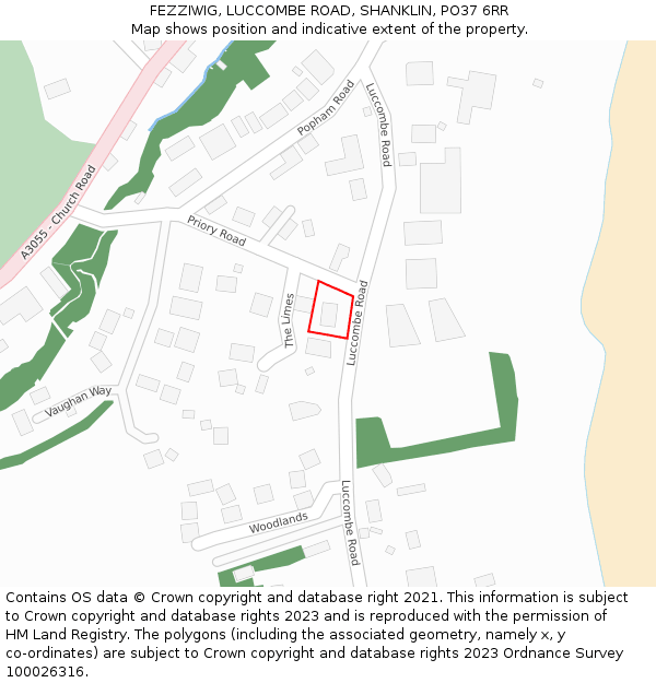 FEZZIWIG, LUCCOMBE ROAD, SHANKLIN, PO37 6RR: Location map and indicative extent of plot