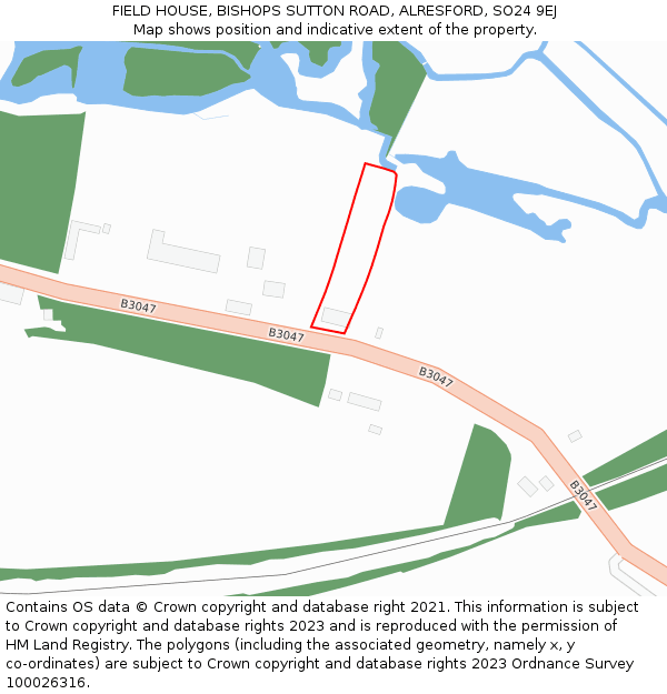 FIELD HOUSE, BISHOPS SUTTON ROAD, ALRESFORD, SO24 9EJ: Location map and indicative extent of plot