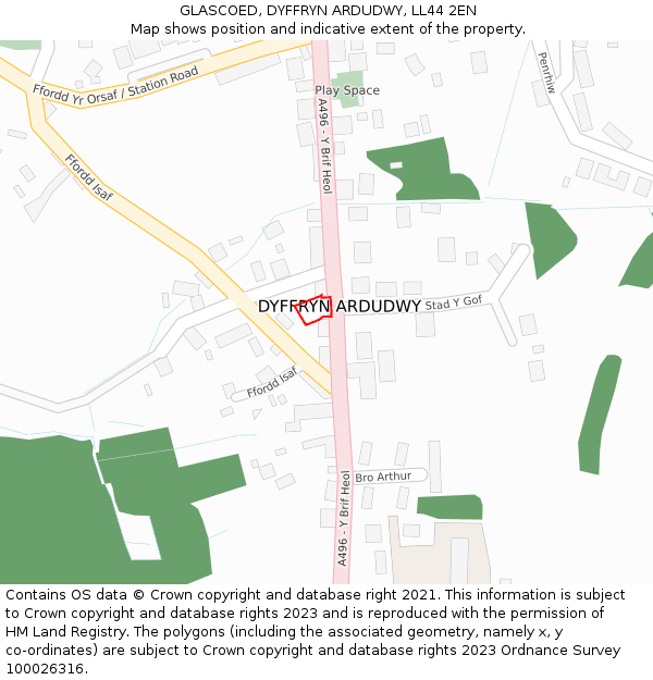 GLASCOED, DYFFRYN ARDUDWY, LL44 2EN: Location map and indicative extent of plot