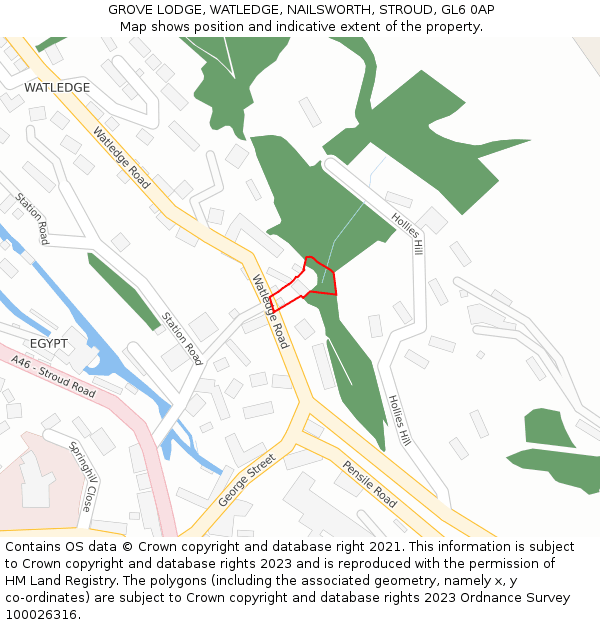 GROVE LODGE, WATLEDGE, NAILSWORTH, STROUD, GL6 0AP: Location map and indicative extent of plot