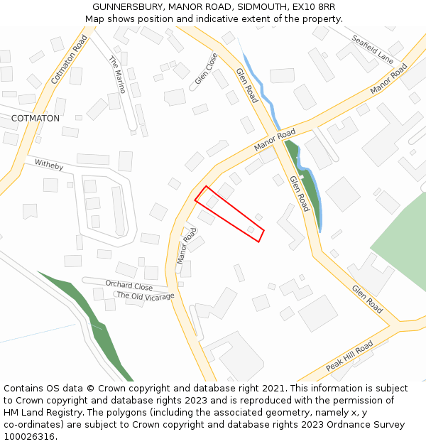 GUNNERSBURY, MANOR ROAD, SIDMOUTH, EX10 8RR: Location map and indicative extent of plot