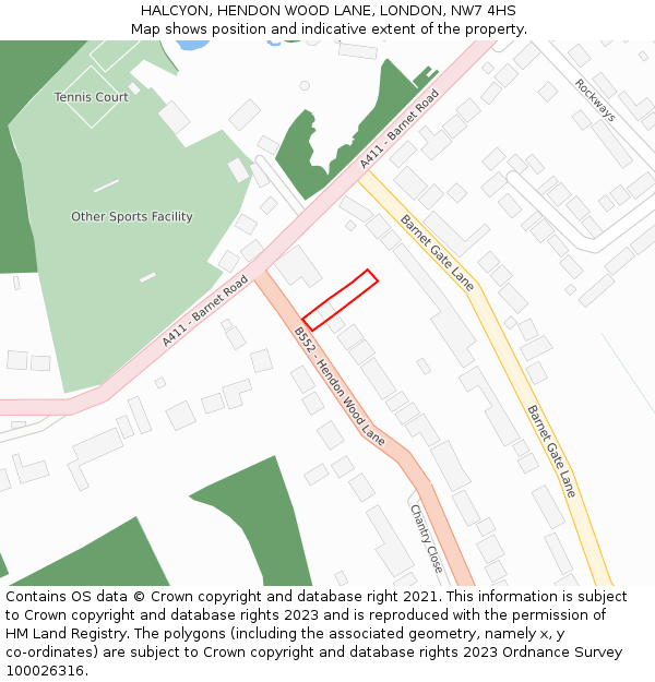 HALCYON, HENDON WOOD LANE, LONDON, NW7 4HS: Location map and indicative extent of plot