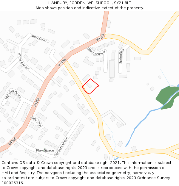 HANBURY, FORDEN, WELSHPOOL, SY21 8LT: Location map and indicative extent of plot