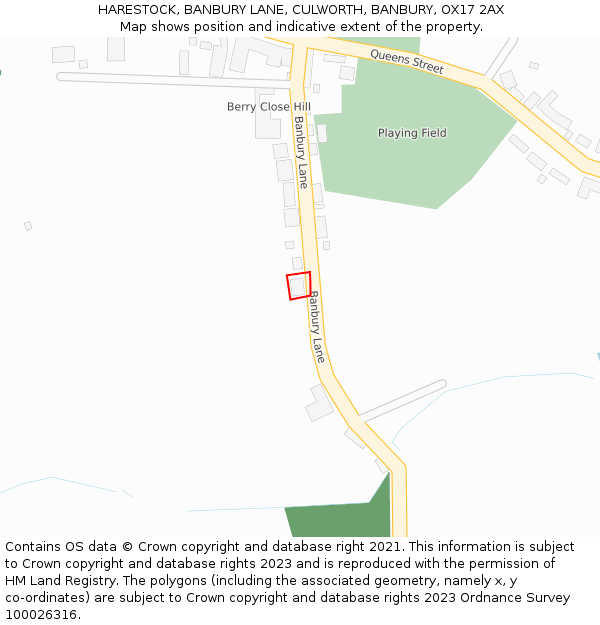 HARESTOCK, BANBURY LANE, CULWORTH, BANBURY, OX17 2AX: Location map and indicative extent of plot