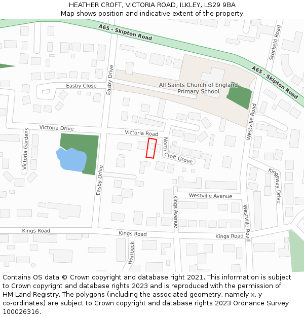 HEATHER CROFT, VICTORIA ROAD, ILKLEY, LS29 9BA: Location map and indicative extent of plot