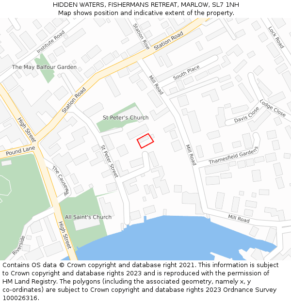 HIDDEN WATERS, FISHERMANS RETREAT, MARLOW, SL7 1NH: Location map and indicative extent of plot