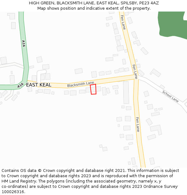 HIGH GREEN, BLACKSMITH LANE, EAST KEAL, SPILSBY, PE23 4AZ: Location map and indicative extent of plot