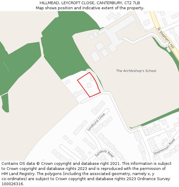 HILLMEAD, LEYCROFT CLOSE, CANTERBURY, CT2 7LB: Location map and indicative extent of plot