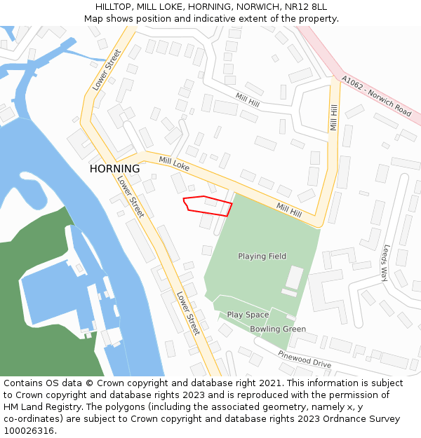 HILLTOP, MILL LOKE, HORNING, NORWICH, NR12 8LL: Location map and indicative extent of plot