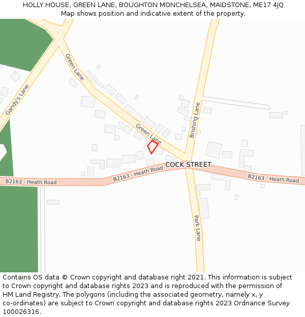 HOLLY HOUSE, GREEN LANE, BOUGHTON MONCHELSEA, MAIDSTONE, ME17 4JQ: Location map and indicative extent of plot