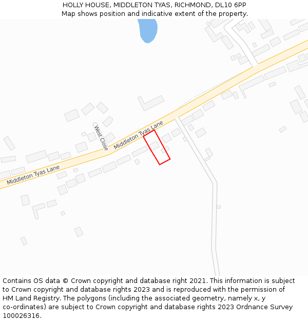 HOLLY HOUSE, MIDDLETON TYAS, RICHMOND, DL10 6PP: Location map and indicative extent of plot