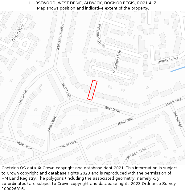 HURSTWOOD, WEST DRIVE, ALDWICK, BOGNOR REGIS, PO21 4LZ: Location map and indicative extent of plot