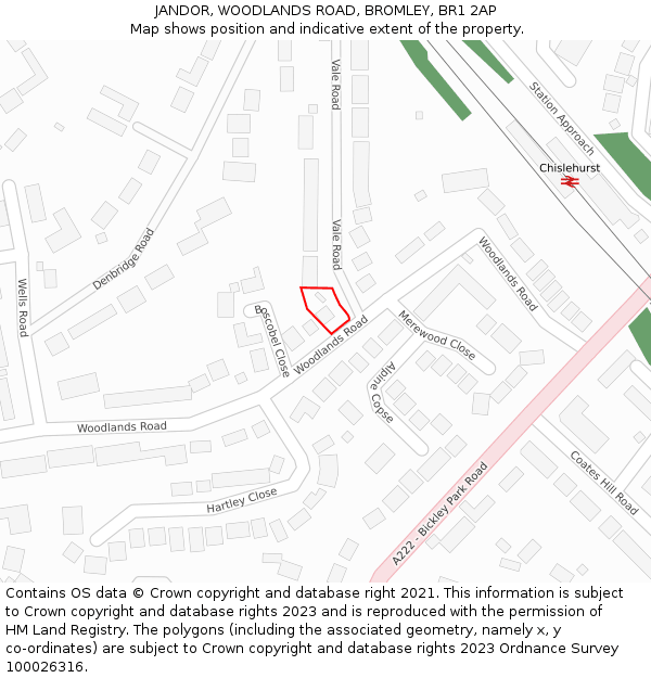 JANDOR, WOODLANDS ROAD, BROMLEY, BR1 2AP: Location map and indicative extent of plot