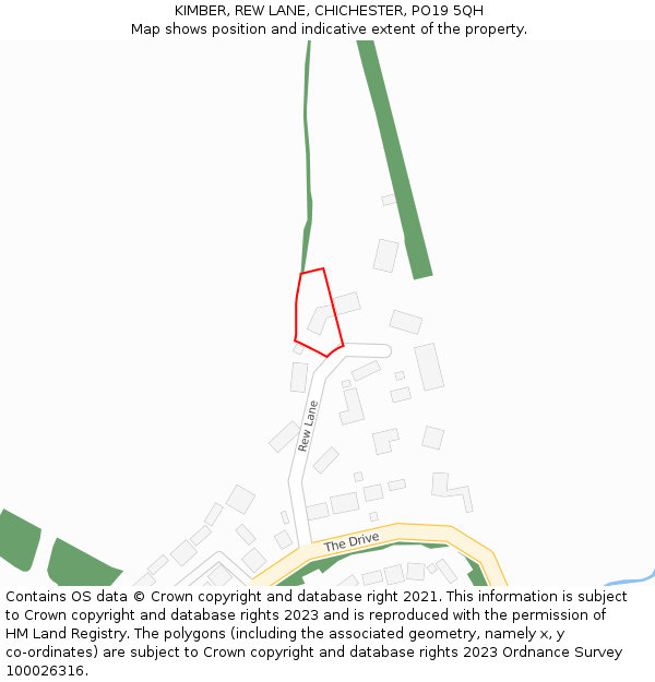 KIMBER, REW LANE, CHICHESTER, PO19 5QH: Location map and indicative extent of plot