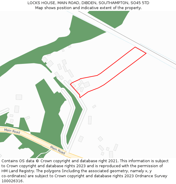 LOCKS HOUSE, MAIN ROAD, DIBDEN, SOUTHAMPTON, SO45 5TD: Location map and indicative extent of plot