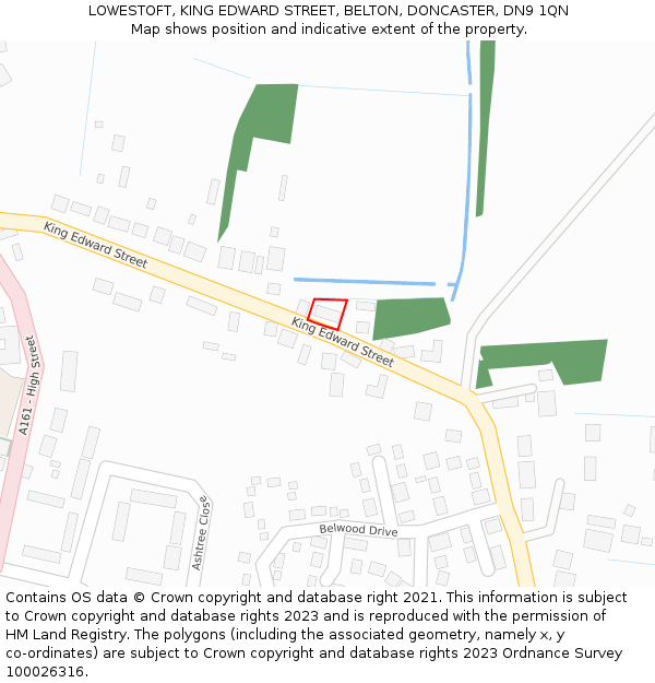 LOWESTOFT, KING EDWARD STREET, BELTON, DONCASTER, DN9 1QN: Location map and indicative extent of plot