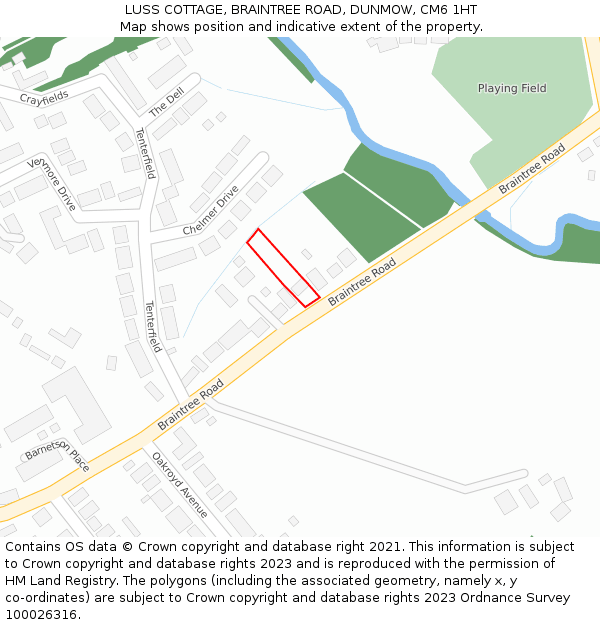 LUSS COTTAGE, BRAINTREE ROAD, DUNMOW, CM6 1HT: Location map and indicative extent of plot